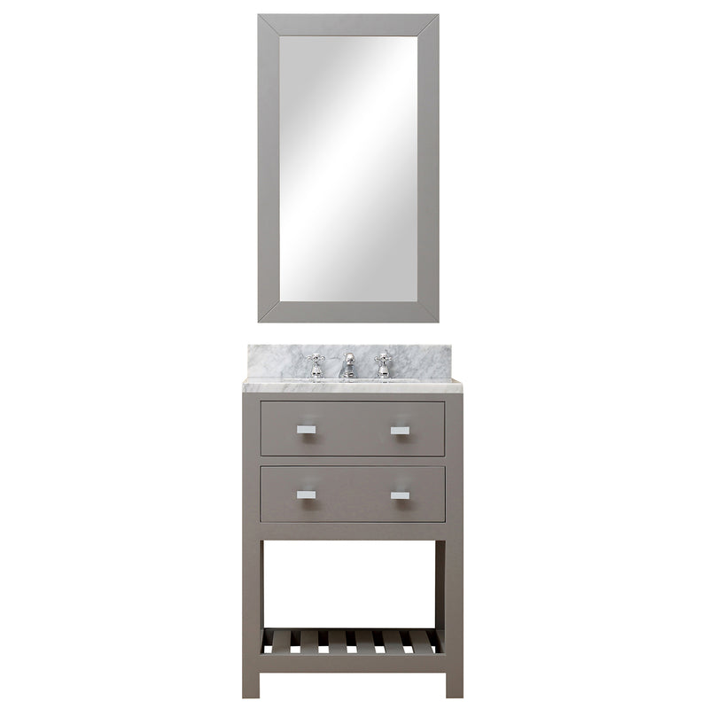 Water Creation 24" Cashmere Gray Single Sink Bathroom Vanity with Matching Framed Mirror and Faucet From The Madalyn Collection MA24CW01CG-R21BX0901