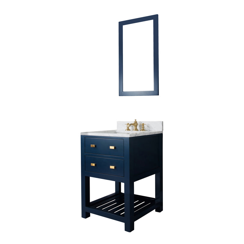 Water Creation 24" Monarch Blue Single Sink Bathroom Vanity with F2-0013 Satin Gold Faucet From The Madalyn Collection MA24CW06MB-000FX1306