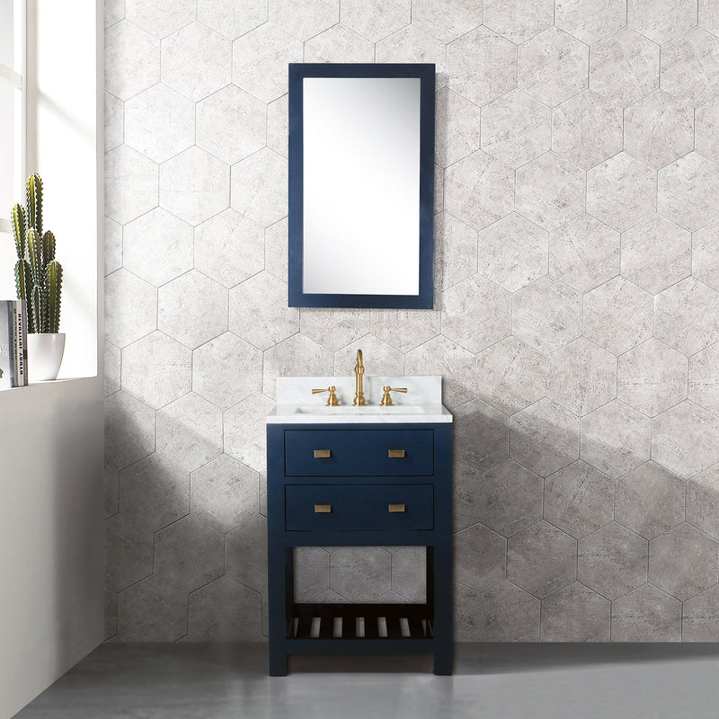 Water Creation 24" Monarch Blue Single Sink Bathroom Vanity with Mirror From The Madalyn Collection MA24CW06MB-R21000000