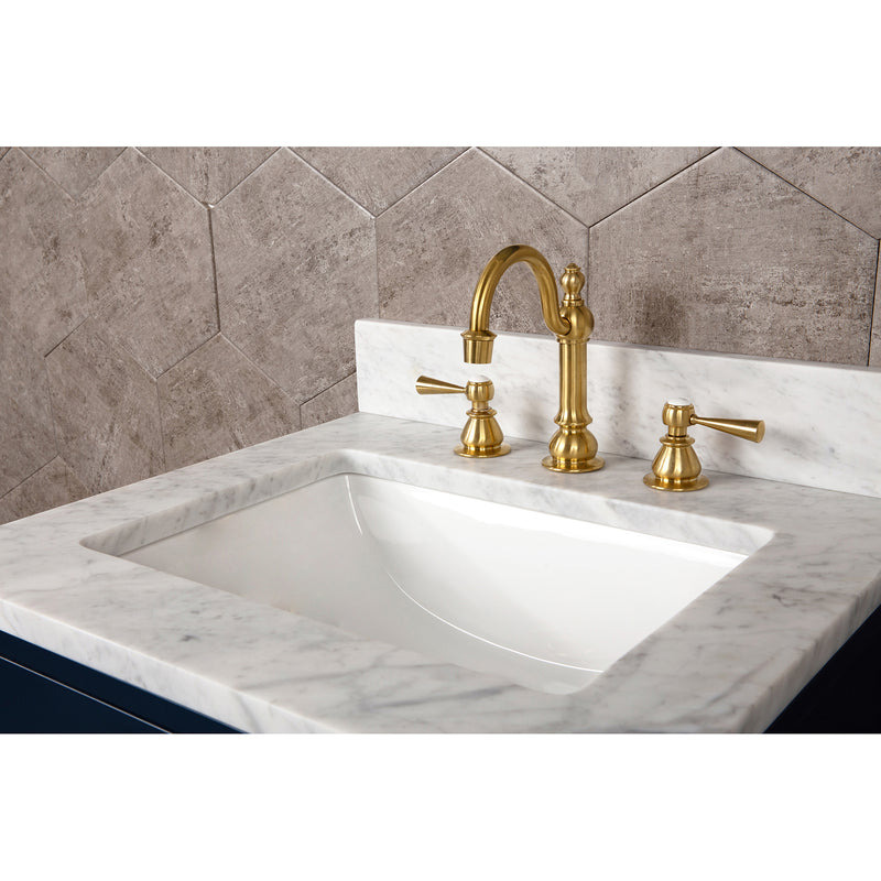 Water Creation 24" Monarch Blue Single Sink Bathroom Vanity with F2-0012 Satin Gold Faucet and Mirror From The Madalyn Collection MA24CW06MB-R21TL1206