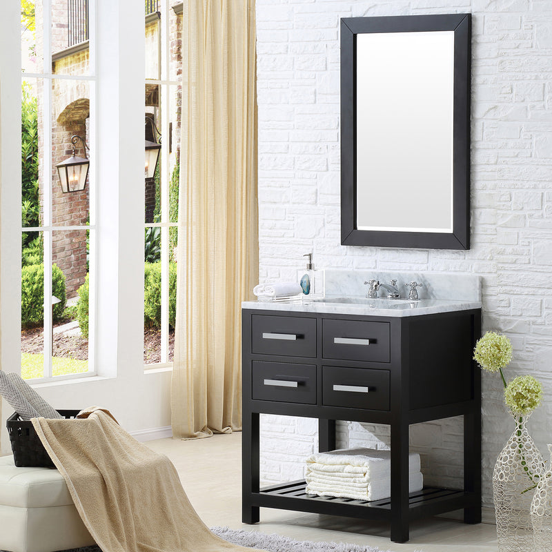 Water Creation 30" Espresso Single Sink Bathroom Vanity with Matching Framed Mirror From The Madalyn Collection MA30CW01ES-R24000000