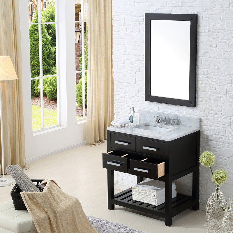 Water Creation 30" Espresso Single Sink Bathroom Vanity with Matching Framed Mirror From The Madalyn Collection MA30CW01ES-R24000000