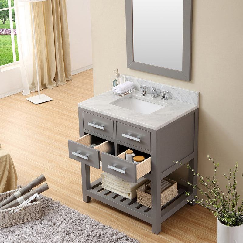 Water Creation 30" Cashmere Gray Single Sink Bathroom Vanity with Matching Framed Mirror From The Madalyn Collection MA30CW01CG-R24000000