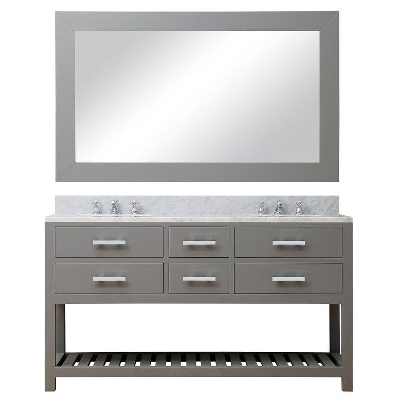 Water Creation 60" Cashmere Gray Double Sink Bathroom Vanity with Matching Framed Mirror and Faucet From The Madalyn Collection MA60CW01CG-R60BX0901