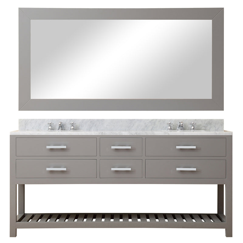 Water Creation 72" Cashmere Gray Double Sink Bathroom Vanity with Matching Large Framed Mirror From The Madalyn Collection MA72CW01CG-R72000000