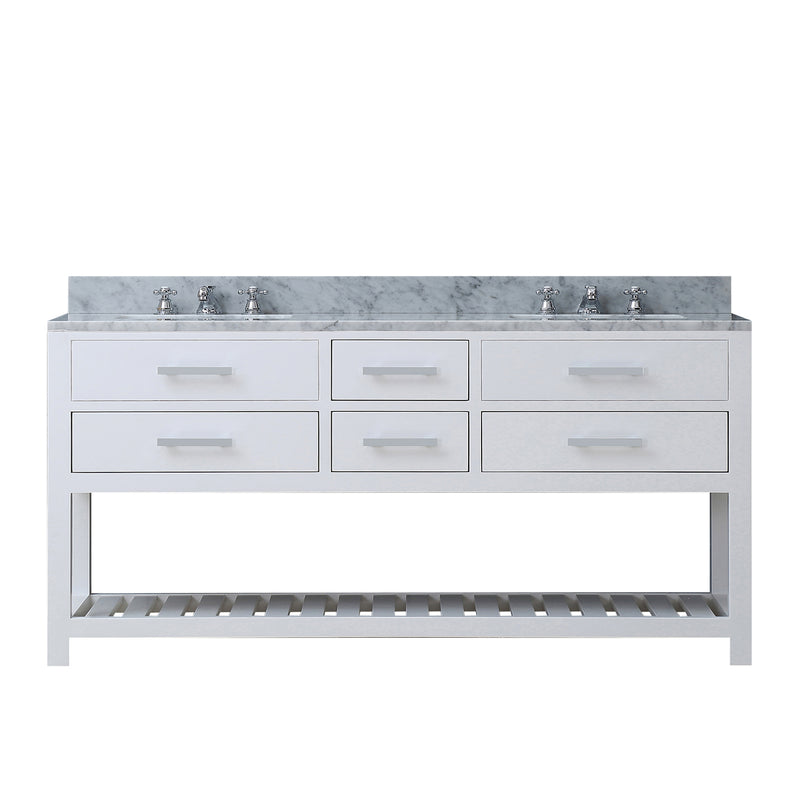 Water Creation 72" Pure White Double Sink Bathroom Vanity with Faucet From The Madalyn Collection MA72CW01PW-000BX0901