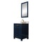 Water Creation Madison 24" Single Sink Carrara White Marble Vanity In Monarch Blue with Matching Mirror MS24CW06MB-R21000000