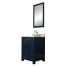 Water Creation Madison 24" Single Sink Carrara White Marble Vanity In Monarch Blue with Matching Mirror and F2-0012-06-TL Lavatory Faucet MS24CW06MB-R21TL1206