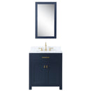 Water Creation Madison 30" Single Sink Carrara White Marble Vanity In Monarch Blue with Matching Mirror MS30CW06MB-R21000000