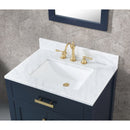 Water Creation Madison 30" Single Sink Carrara White Marble Vanity In Monarch Blue MS30CW06MB-000000000