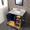 Water Creation Madison 36" Single Sink Carrara White Marble Vanity In Monarch Blue with Matching Mirror and F2-0013-06-FX Lavatory Faucet MS36CW06MB-R21FX1306