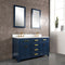 Water Creation Madison 60" Double Sink Carrara White Marble Vanity In Monarch Blue MS60CW06MB-000000000