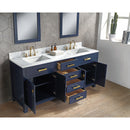 Water Creation Madison 72" Double Sink Carrara White Marble Vanity In Monarch Blue with Matching Mirror and F2-0012-06-TL Lavatory Faucet MS72CW06MB-R21TL1206