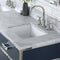 Water Creation Marquis 72" Double Sink Carrara White Marble Countertop Vanity in Monarch Blue with Hook Faucets MQ72CW01MB-000BL1401