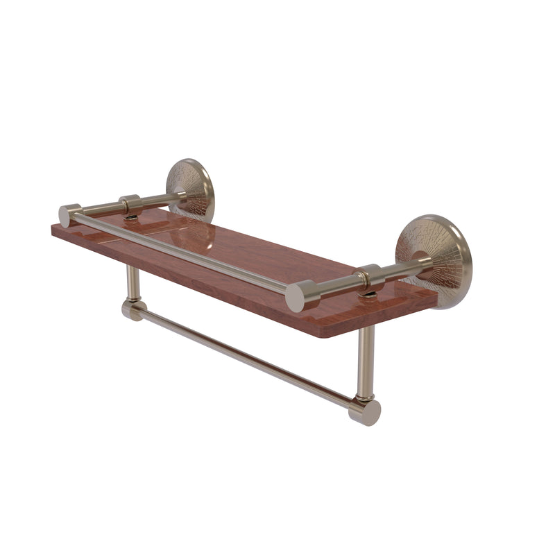 Allied Brass Monte Carlo Collection 16 Inch IPE Ironwood Shelf with Gallery Rail and Towel Bar MC-1-16TB-GAL-IRW-PEW