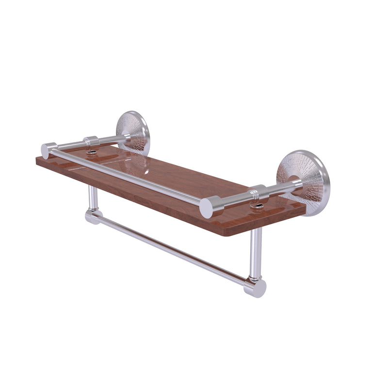 Allied Brass Monte Carlo Collection 16 Inch IPE Ironwood Shelf with Gallery Rail and Towel Bar MC-1-16TB-GAL-IRW-SCH