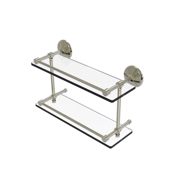 Allied Brass Monte Carlo 16 Inch Double Glass Shelf with Gallery Rail MC-2-16-GAL-PNI