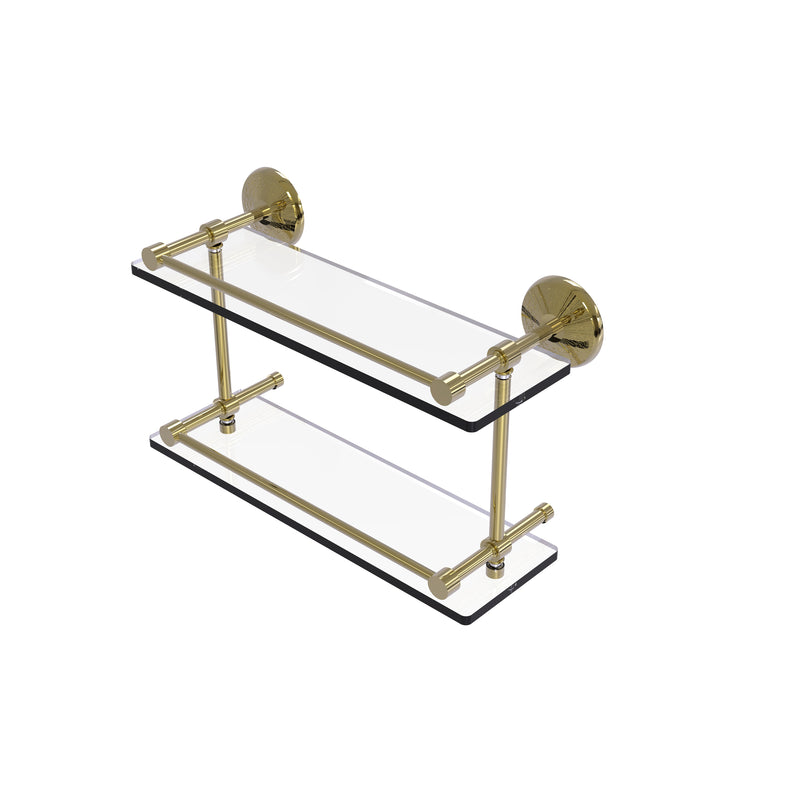 Allied Brass Monte Carlo 16 Inch Double Glass Shelf with Gallery Rail MC-2-16-GAL-UNL
