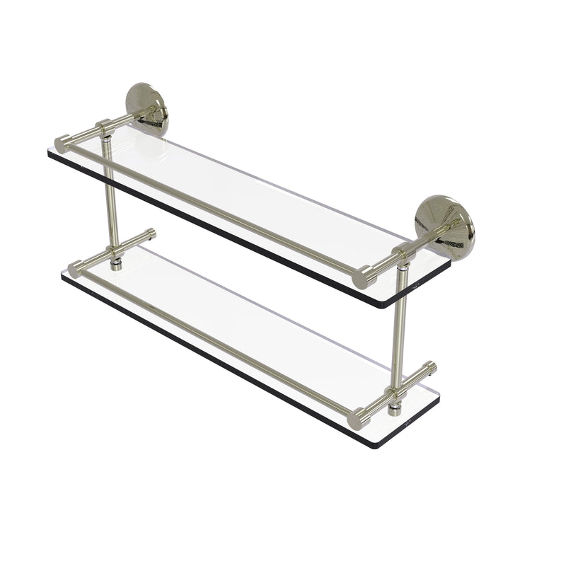 Allied Brass Monte Carlo 22 Inch Double Glass Shelf with Gallery Rail MC-2-22-GAL-PNI