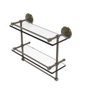 Allied Brass Monte Carlo Collection 16 Inch Gallery Double Glass Shelf with Towel Bar MC-2TB-16-GAL-ABR