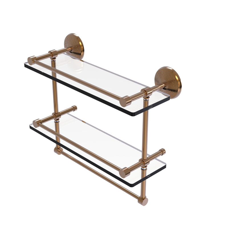 Allied Brass Monte Carlo Collection 16 Inch Gallery Double Glass Shelf with Towel Bar MC-2TB-16-GAL-BBR