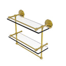 Allied Brass Monte Carlo Collection 16 Inch Gallery Double Glass Shelf with Towel Bar MC-2TB-16-GAL-PB