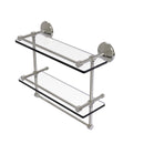 Allied Brass Monte Carlo Collection 16 Inch Gallery Double Glass Shelf with Towel Bar MC-2TB-16-GAL-SN