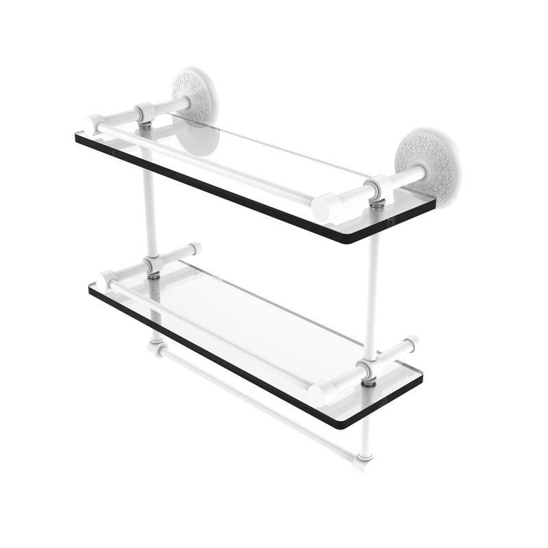Allied Brass Monte Carlo Collection 16 Inch Gallery Double Glass Shelf with Towel Bar MC-2TB-16-GAL-WHM