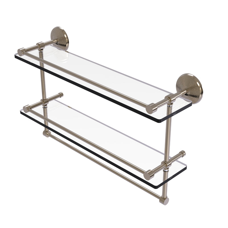 Allied Brass 22 Inch Gallery Double Glass Shelf with Towel Bar MC-2TB-22-GAL-PEW