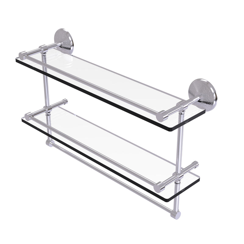 Allied Brass 22 Inch Gallery Double Glass Shelf with Towel Bar MC-2TB-22-GAL-SCH