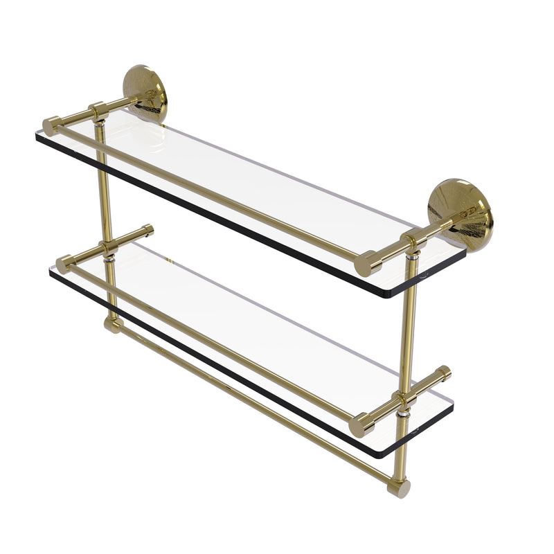 Allied Brass 22 Inch Gallery Double Glass Shelf with Towel Bar MC-2TB-22-GAL-UNL