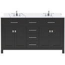 Modern Fittings Caroline 60" Double Bath Vanity with Calacatta Quartz Top and Round Sinks