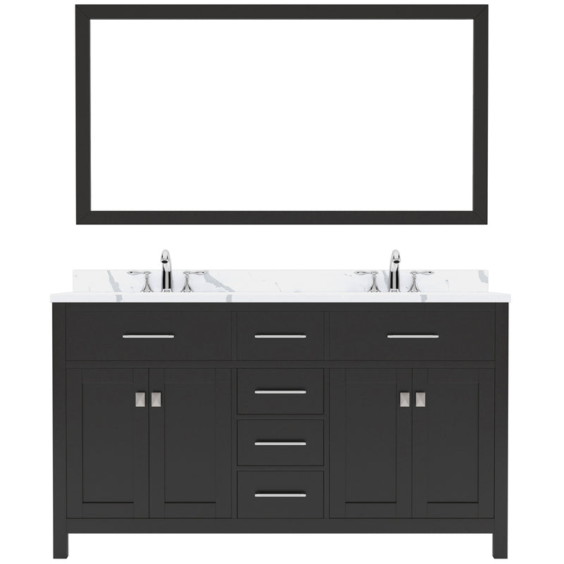 Modern Fittings Caroline 60" Double Bath Vanity with Calacatta Quartz Top and Round Sinks