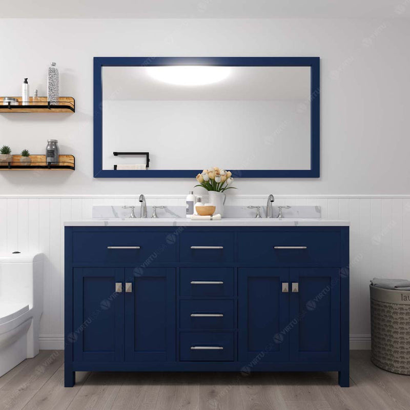 Modern Fittings Caroline 60" Double Bath Vanity with Calacatta Quartz Top and Round Sinks