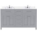 Modern Fittings Caroline 60" Double Bath Vanity with Calacatta Quartz Top and Round Sinks