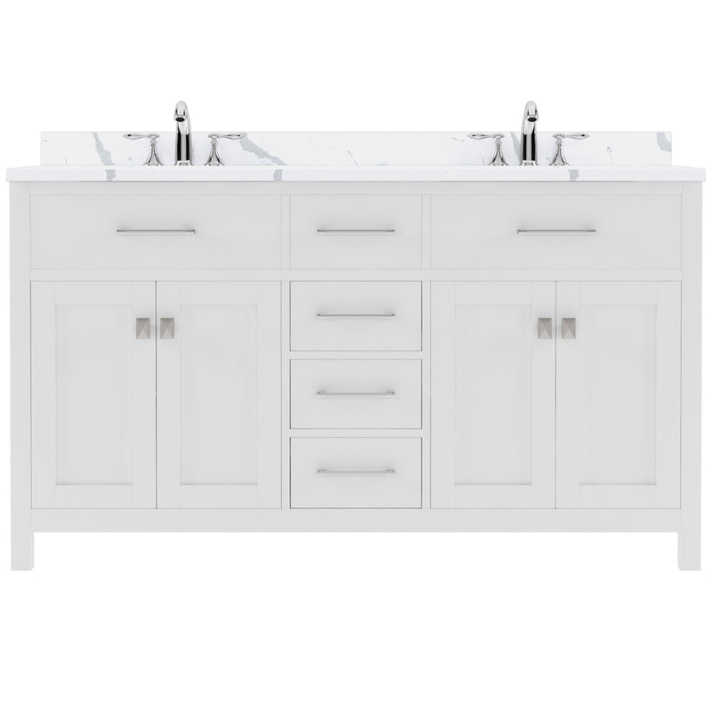 Modern Fittings Caroline 60" Double Bath Vanity with Calacatta Quartz Top and Round Sinks