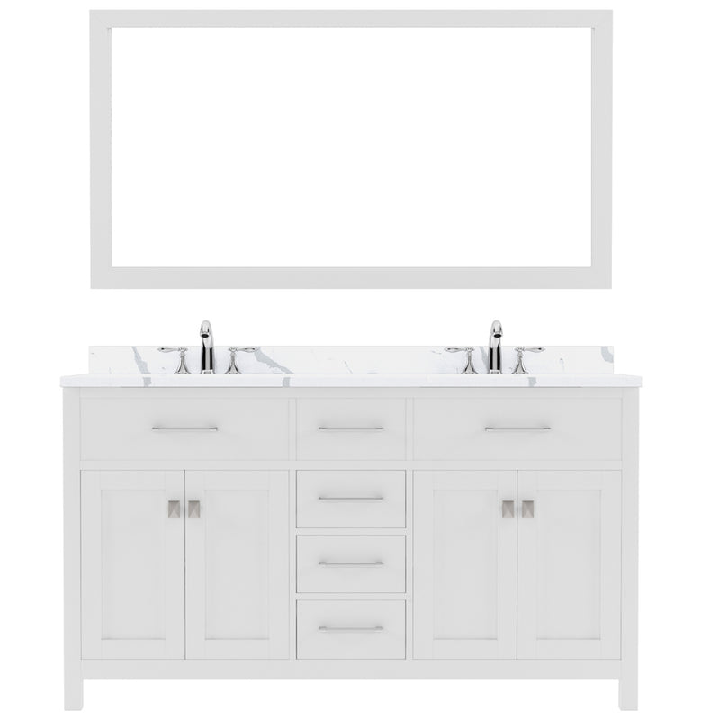 Modern Fittings Caroline 60" Double Bath Vanity with Calacatta Quartz Top and Round Sinks Faucets