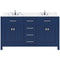 Modern Fittings Caroline 60" Double Bath Vanity with Calacatta Quartz Top and Square Sinks