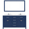 Modern Fittings Caroline 60" Double Bath Vanity with Calacatta Quartz Top and Square Sinks Faucets