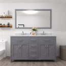 Modern Fittings Caroline 60" Double Bath Vanity with Calacatta Quartz Top and Square Sinks Faucets