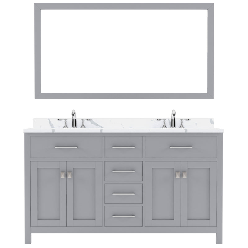 Modern Fittings Caroline 60" Double Bath Vanity with Calacatta Quartz Top and Square Sinks