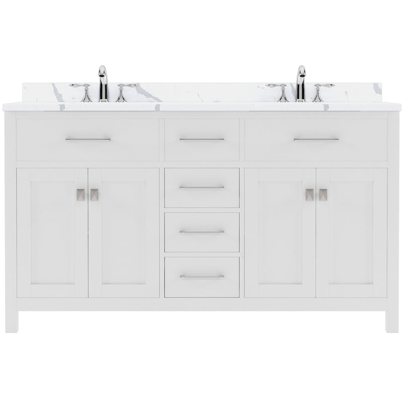 Modern Fittings Caroline 60" Double Bath Vanity with Calacatta Quartz Top and Square Sinks