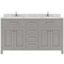 Modern Fittings Caroline 60" Double Bath Vanity with Cultured Marble Quartz Top and Round Sinks