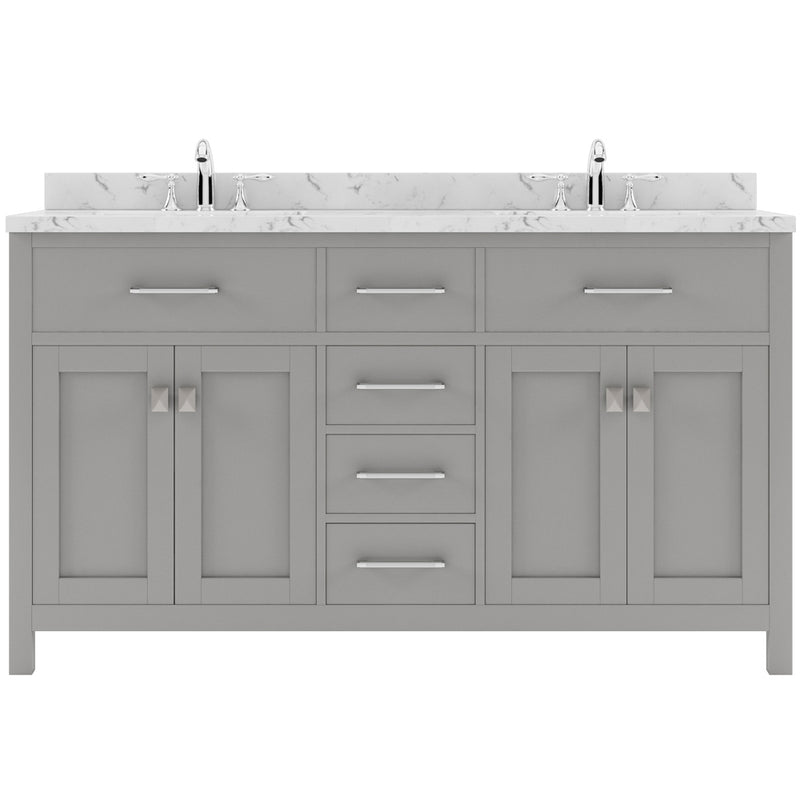 Modern Fittings Caroline 60" Double Bath Vanity with Cultured Marble Quartz Top and Round Sinks