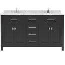 Modern Fittings Caroline 60" Double Bath Vanity with Cultured Marble Quartz Top and Round Sinks