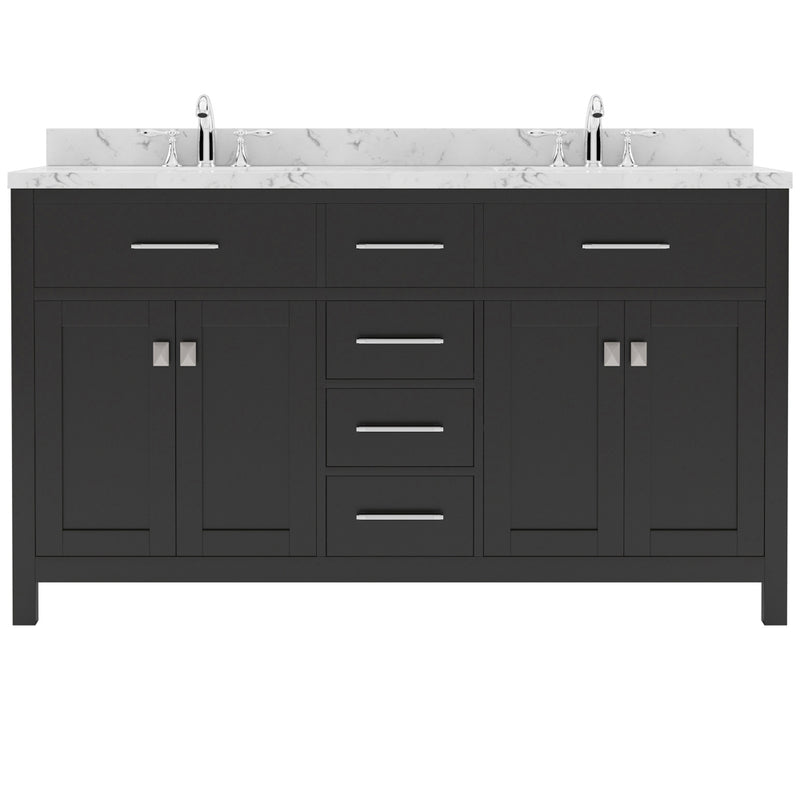 Modern Fittings Caroline 60" Double Bath Vanity with Cultured Marble Quartz Top and Round Sinks