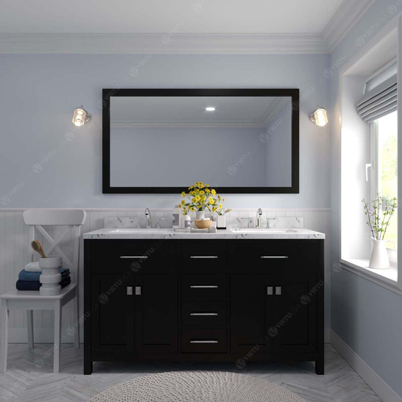 Modern Fittings Caroline 60" Double Bath Vanity with Cultured Marble Quartz Top and Round Sinks