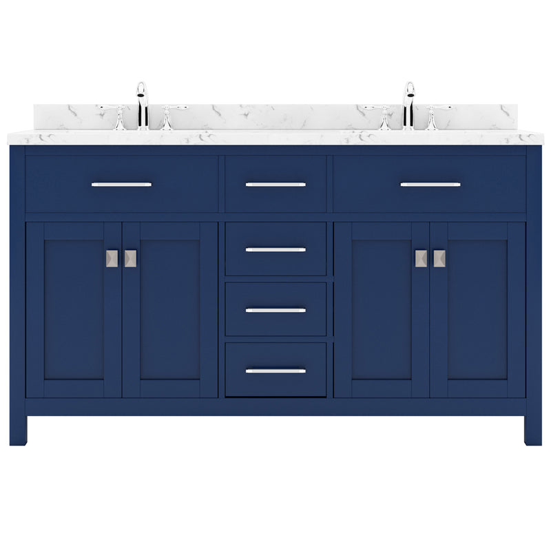 Modern Fittings Caroline 60" Double Bath Vanity with Cultured Marble Quartz Top and Round Sinks