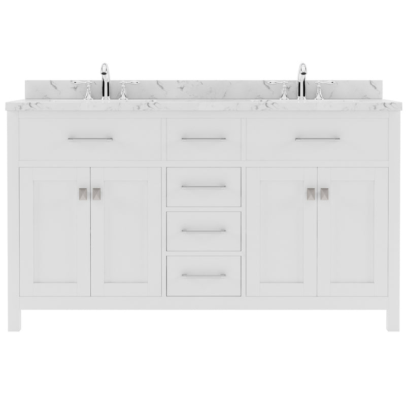 Modern Fittings Caroline 60" Double Bath Vanity with Cultured Marble Quartz Top and Round Sinks