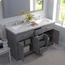 Modern Fittings Caroline 60" Double Bath Vanity with Cultured Marble Quartz Top and Square Sinks